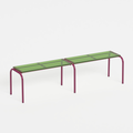 Banc 180 cm - structure aubergine et assise en verre acrylique recyclé vert