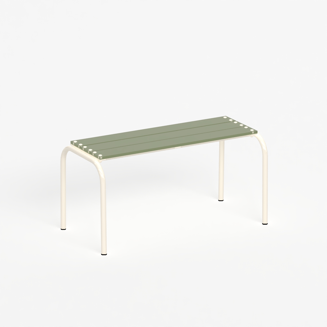 Banc 90 cm - structure beige et assise en verre acrylique recyclé kaki