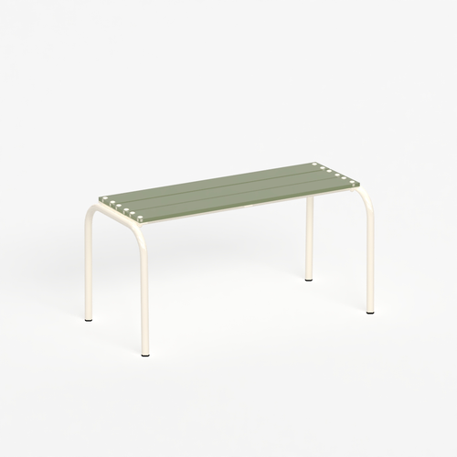 Banc 90 cm - structure beige et assise en verre acrylique recyclé kaki