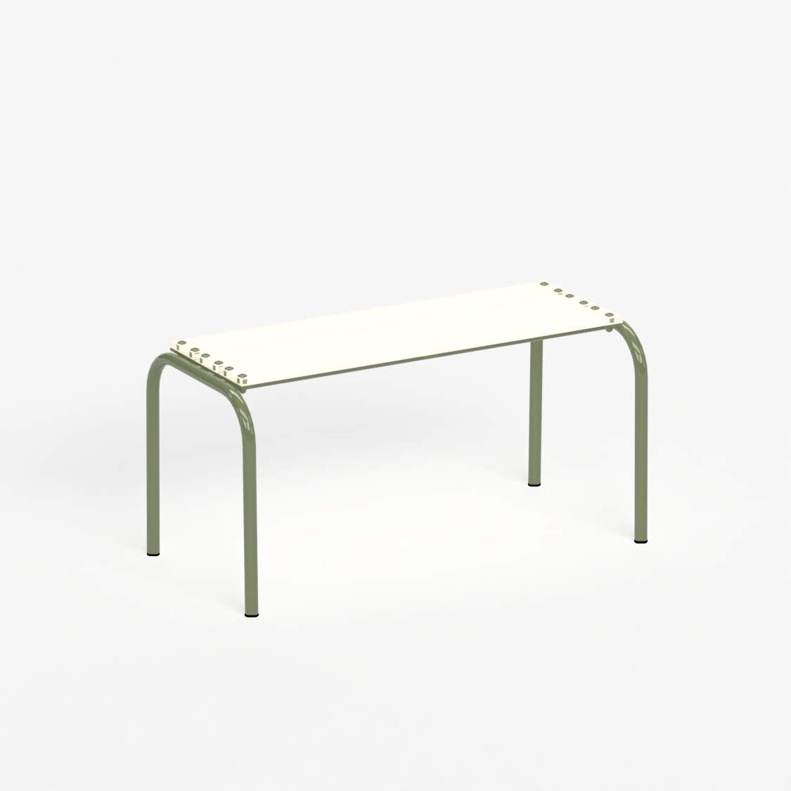 Banc 90 cm - structure kaki et assise en verre acrylique recyclé beige