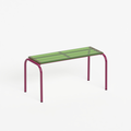 Banc 90 cm - structure aubergine et assise en verre acrylique recyclé vert