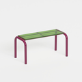 Banc Beaubourg 90 cm - structure aubergine et assise en verre acrylique recyclé vert