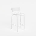 Chaise haute 70 cm - structure blanc et assise en verre acrylique recyclé transparent