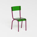 Chaise - structure aubergine et assise en verre acrylique recyclé vert