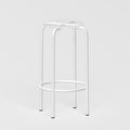 Tabouret haut 70 cm - structure blanc et assise en verre acrylique recyclé incolore