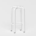 Tabouret haut Beaubourg 70 cm - structure blanc et assise en verre acrylique recyclé incolore